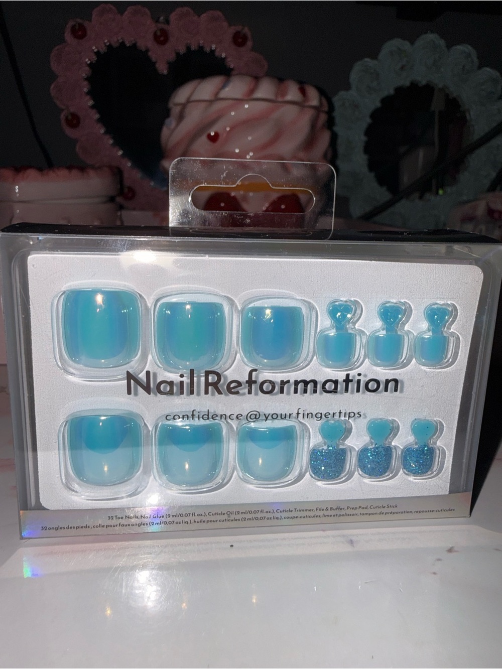 Nail Reformation Blue Iridescent Press-On Toe Nails